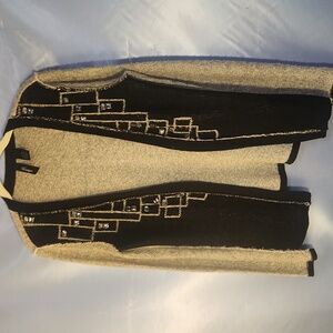 Black and Beige Geometric Cardigan Sz S